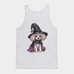 Watercolor Poodle Dog in Witch Hat Tank Top